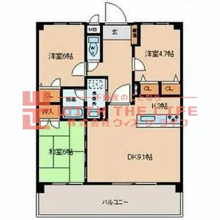 ライオンズマンションマキシム櫛原【607号号室】の間取り