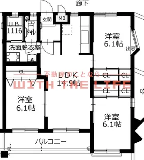 グランヴィル高良内【1-405号号室】の間取り
