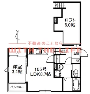 HARU鳥栖【105号号室】の間取り