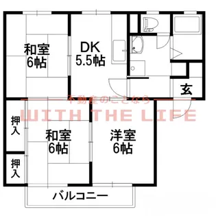 ヴィラパピヨンB棟【1階】の間取り
