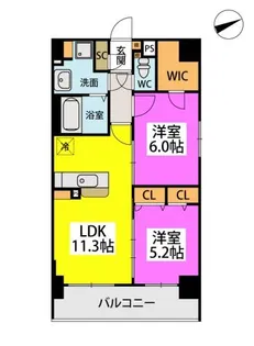 イーストガーデン久留米本町【203号号室】の間取り