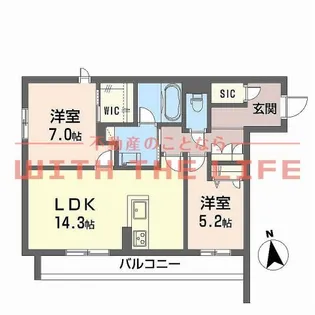 2LDKの間取り画像