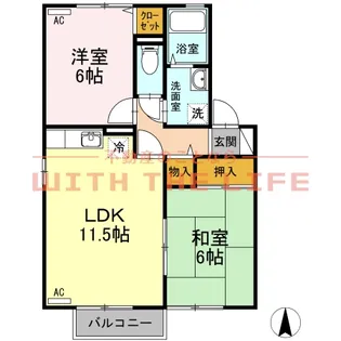 フリーデン山川【205号号室】の間取り