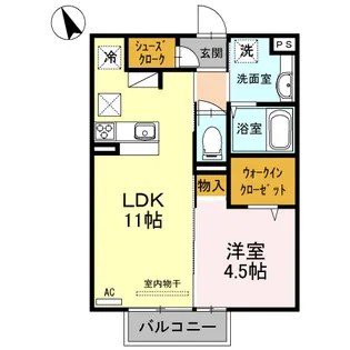 オリーヴァ東櫛原【B210号号室】の間取り