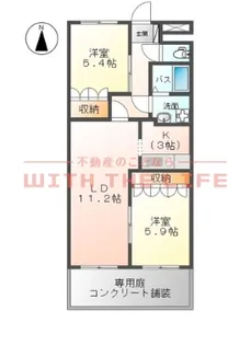 2LDKの間取り画像