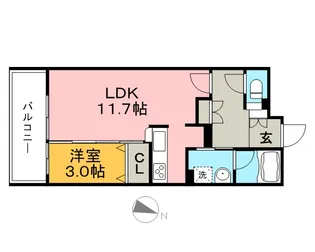 クラシオン小頭町公園前【1-201号号室】の間取り