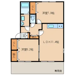 ローテローゼ【B101号号室】の間取り
