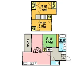 ガーデンタウン櫛原【C-3号号室】の間取り