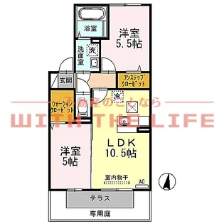 プレジール清楽【102号号室】の間取り