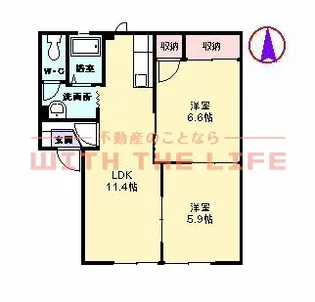 ラ・フォーレ櫛原【A102号号室】の間取り