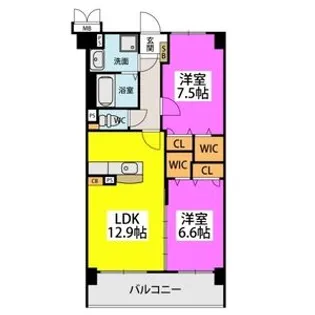 エフコート【402号号室】の間取り