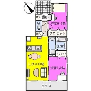 プラザ社田【1階】の間取り