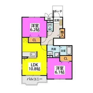 ベルコート【N-101号号室】の間取り