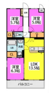 GRAN GRACE久留米南【1-303号号室】の間取り