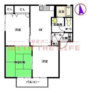 オーロラ・北野【C201号号室】の間取り