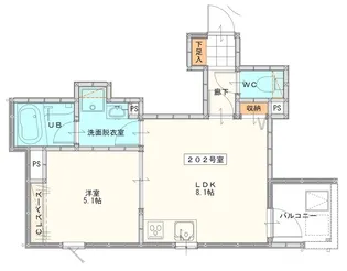 久留米野中町アパート【202号号室】の間取り