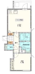 久留米野中町アパート【203号号室】の間取り