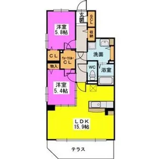 サニーコート津福【101号号室】の間取り