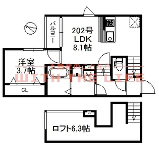 ハレクラニ鳥栖【202号号室】の間取り