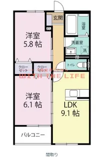 Leaf津福駅南【102号号室】の間取り