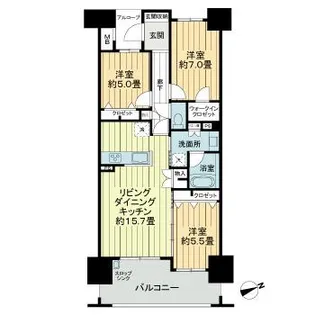 ライオンズ六ッ門サンリヤンタワー【1505号号室】の間取り