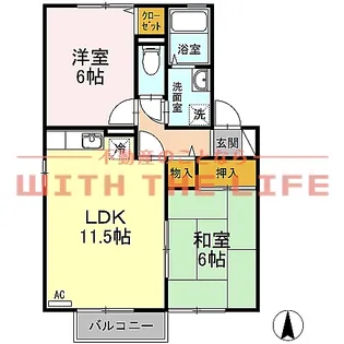 フリーデン山川【202号号室】の間取り