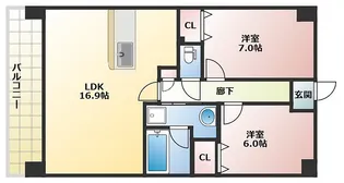カトルズ旭【2階】の間取り