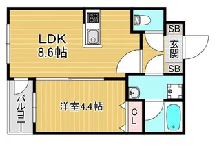 GlanZ 六ツ門【101号号室】の間取り