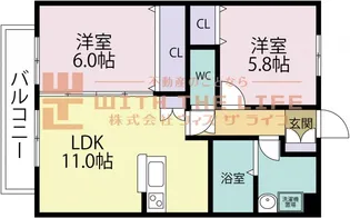 Dearcortkawanami(ディアコートカワナミ)【303号号室】の間取り