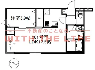 メゾンソレイユ久留米 A【201号室号室】の間取り