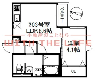 メゾンソレイユ久留米 A【203号室号室】の間取り