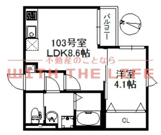 メゾンソレイユ久留米 A【103号室号室】の間取り