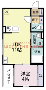 Le cocon江戸屋敷(ルココンエドヤシキ)【201号号室】の間取り