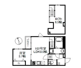 シャノワール久留米【102号号室】の間取り