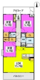 サニーコート山川【105号号室】の間取り