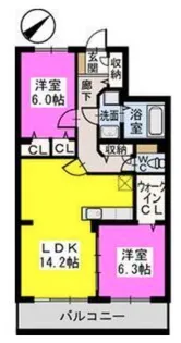 プレアデス小郡Ⅱ【202号号室】の間取り
