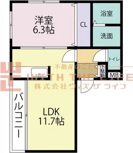 グランディール宮ノ陣【102号号室】の間取り