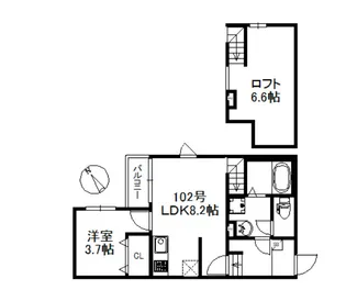 ソラーレ津福駅南【102号号室】の間取り
