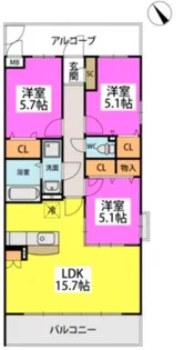 アルテハイム宮ノ陣Ⅱ【301号号室】の間取り