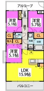 ソレアード【203号号室】の間取り