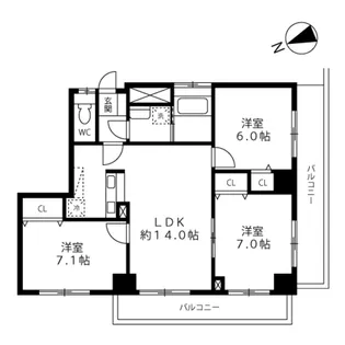 カスタリア榴ヶ岡【1102号室】の間取り