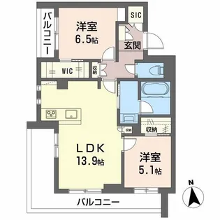 シンシア【201号室】の間取り