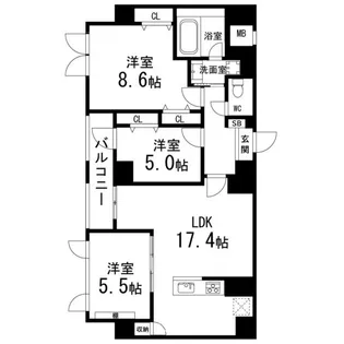 ルアーナ・エール・レジデンス仙台【703号室】の間取り