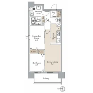 レジディア仙台北四番丁プレイス【1004号室】の間取り