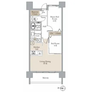 レジディア仙台北四番丁プレイス【14階】の間取り