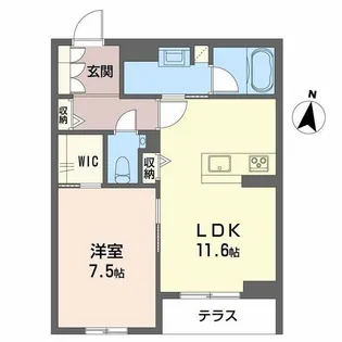 マグノリア上杉【1階】の間取り