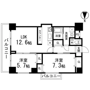 カスタリア榴ヶ岡【1205号室】の間取り