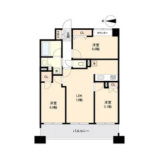 プライムアーバン仙台五橋【1302号室】の間取り