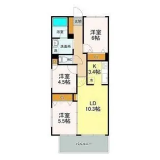 108宮千代【206号室】の間取り