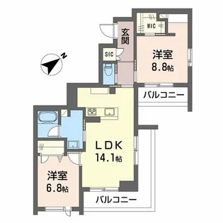 CLASSEUM連坊Ⅲ【3階】の間取り